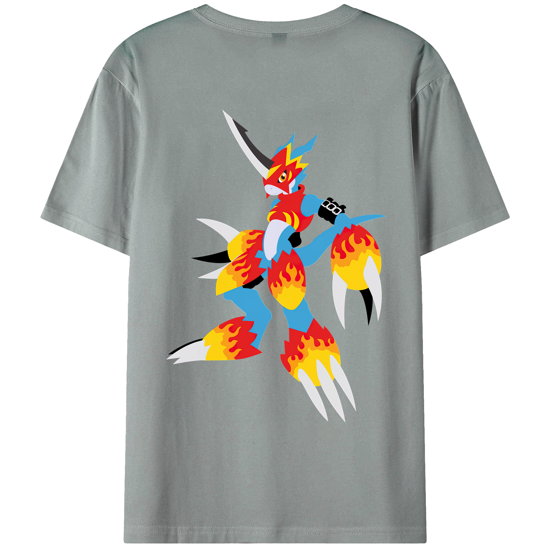 （画像用） Digimon デジタルモンスター/デジモン 綿100％ メンズ半袖Tシャツ（バックプリント） 通気性